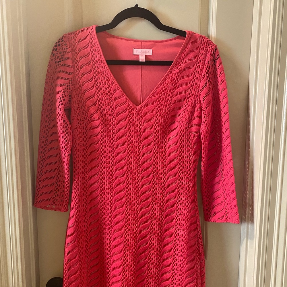 Lilly Pulitzer Pink Crochet Seminole Dress Size XS